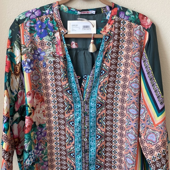 Johnny Was 100% silk Hari tunic top - Picture 2 of 10